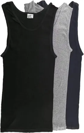 | Men's 100% Cotton Multipack Classic Rib Tank Top A-Shirts