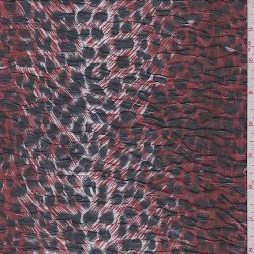 1 1/8 YD PC-Rust/Black Cheetah Print Pucker Knit Fabric