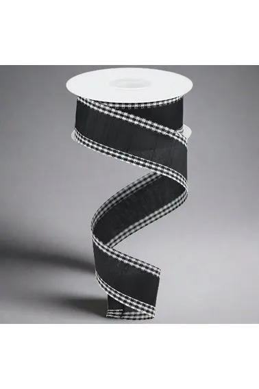 1.5" Black Gingham Edge Ribbon: Black (10 Yards)