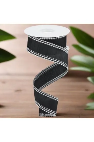 1.5" Black Gingham Edge Ribbon: Black (10 Yards)