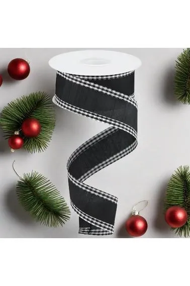 1.5" Black Gingham Edge Ribbon: Black (10 Yards)