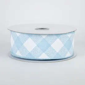 1.5" Diagonal Check Ribbon: Pale Blue & White (10 Yards)
