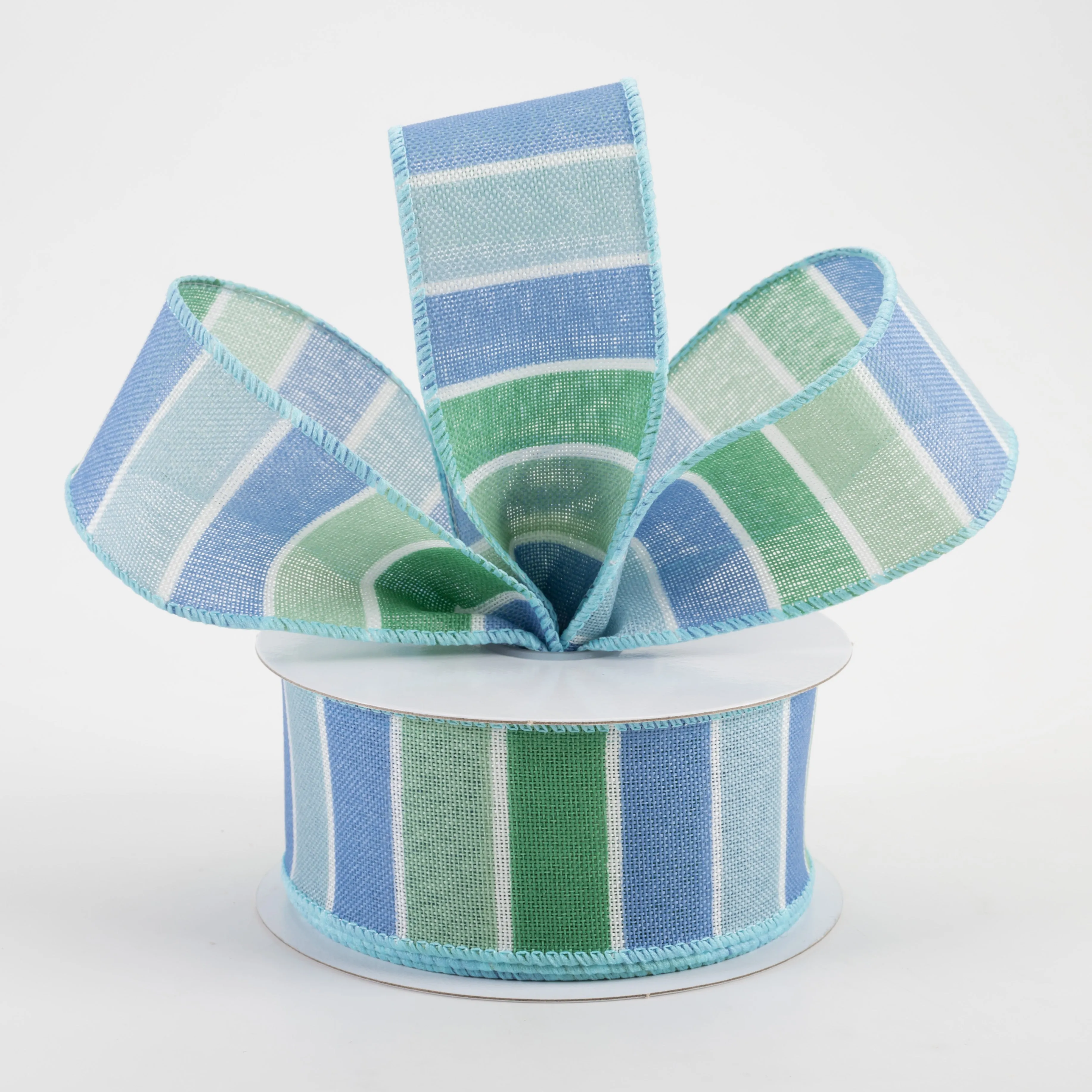 1.5" Florida Stripe Ribbon: Blues, Mint, Green (10 Yards)
