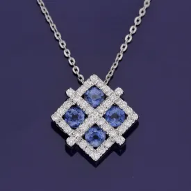 18ct White Gold Sapphire and Diamond Necklace
