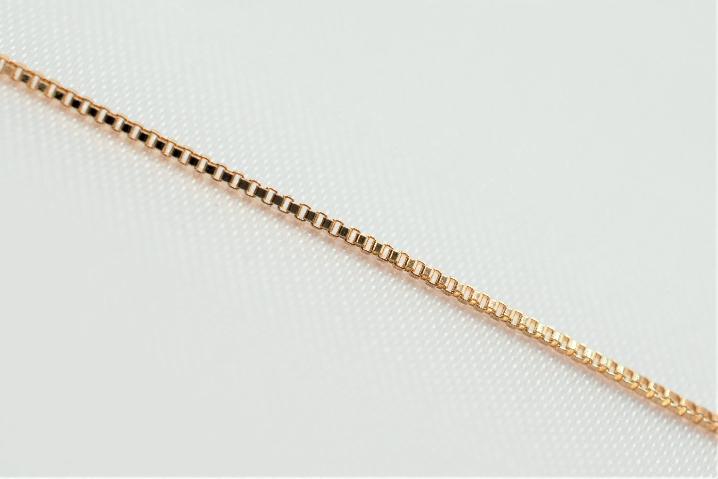 18K Gold Filled Look, Square Box Chain 1mm - Delicate and Durable, Sold by Foot for Custom Jewelry