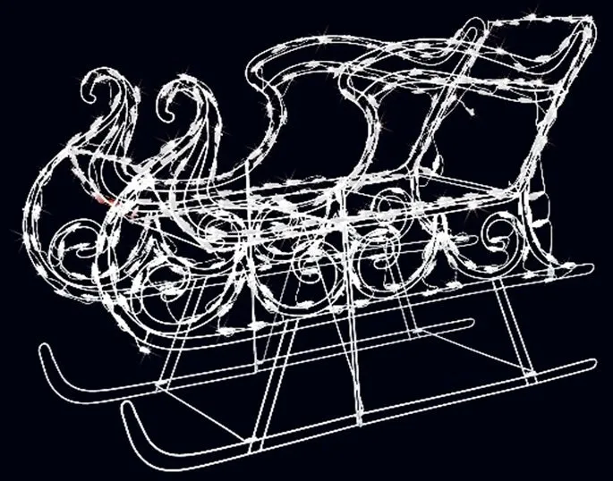 2-Piece Pure White Twinkling LED Sleigh and Elegant Buck Wire Sculpture Set