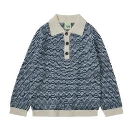 2324-STRUCTURE POLO-Ecru/Pond Blue