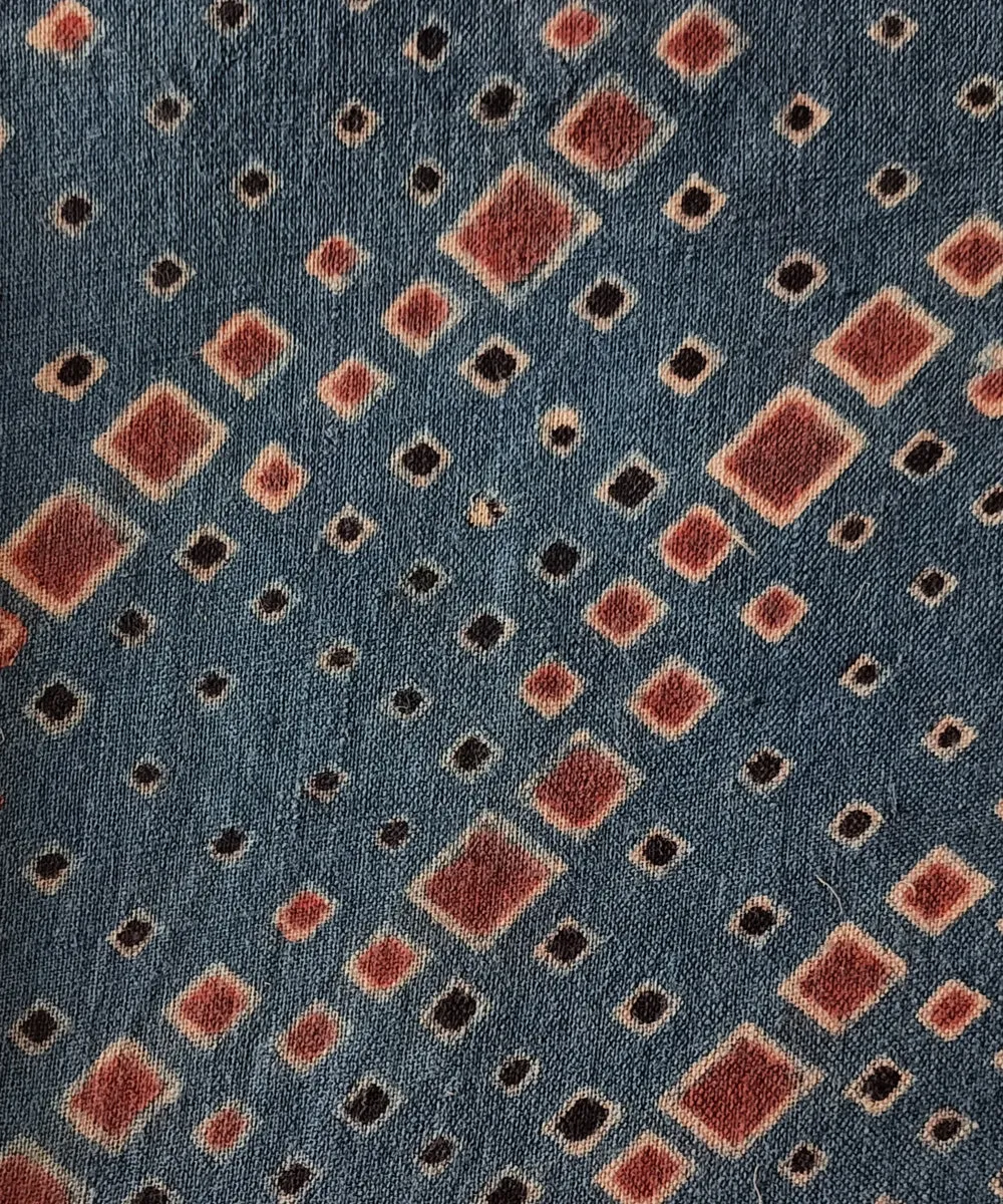 2.5m blue ream black handspun handwoven cotton ajrakh kurta material