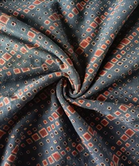 2.5m blue ream black handspun handwoven cotton ajrakh kurta material