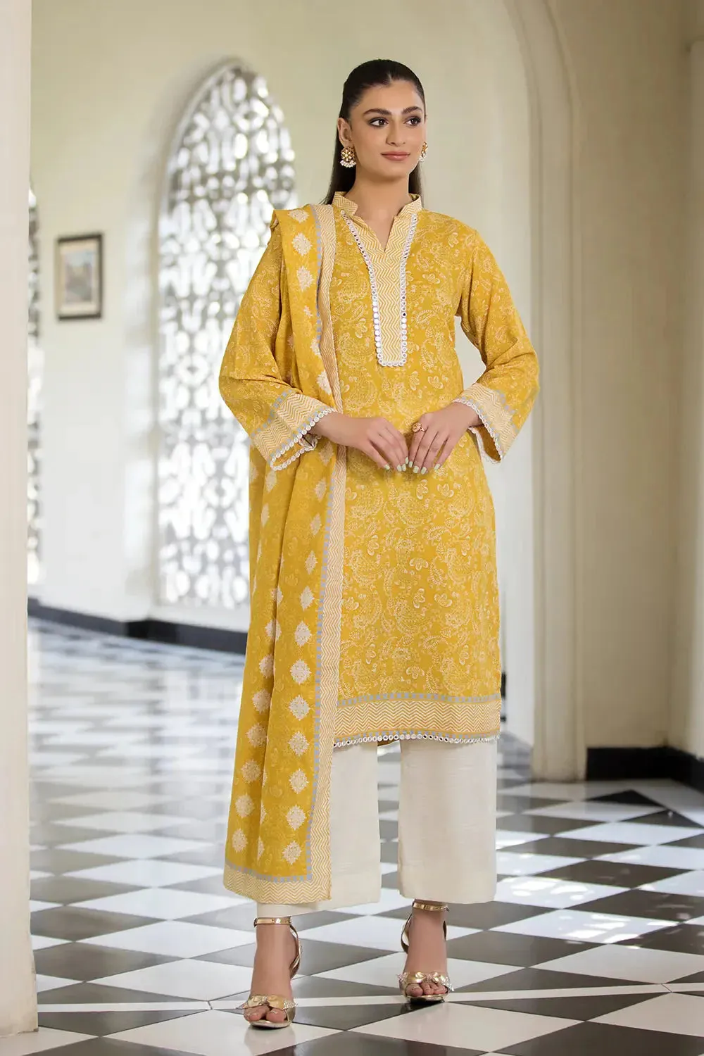 Elegant 3PC Printed Unstitched Khaddar Suit Set - KKH-2887