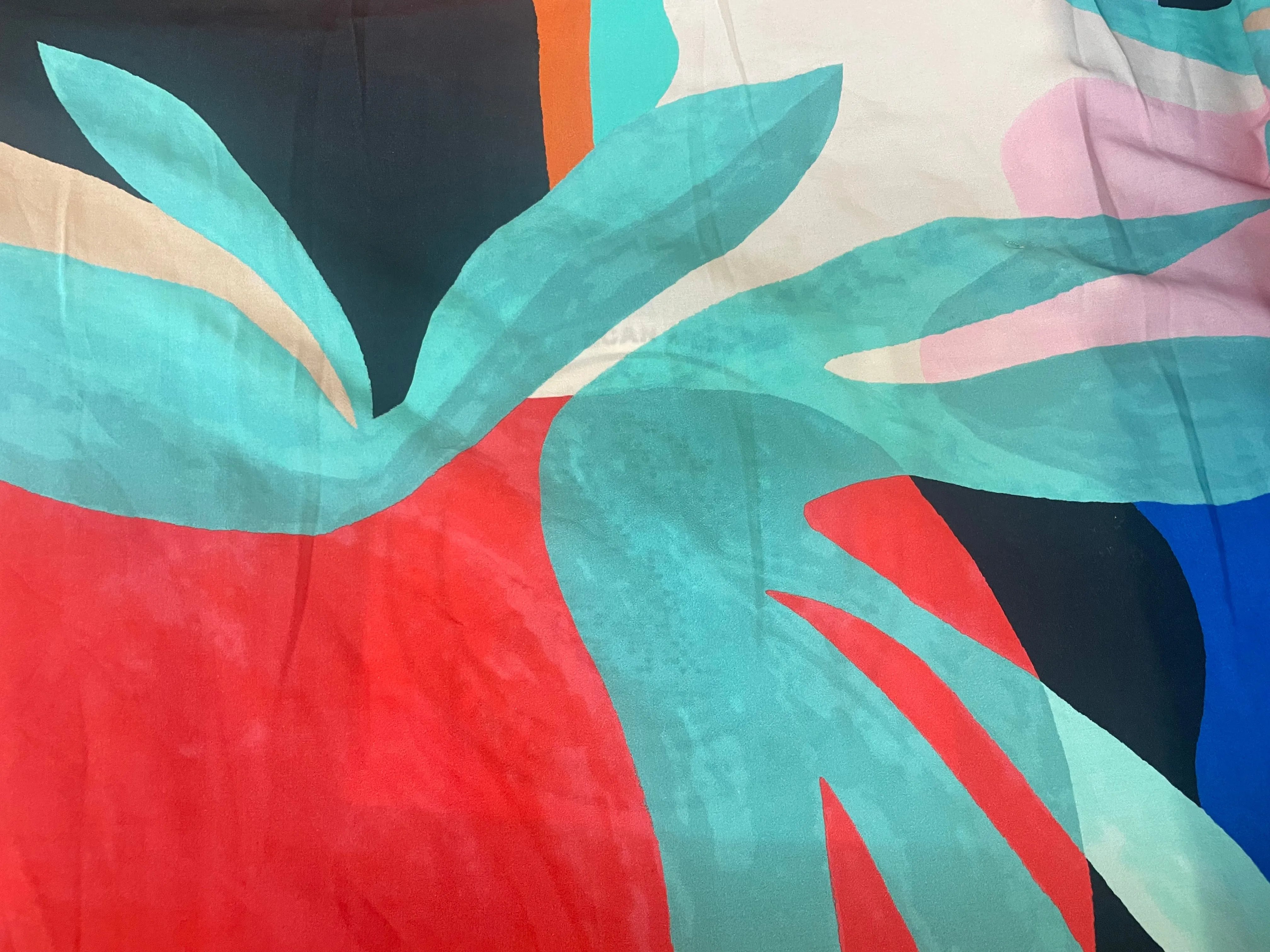 Abstract Print Cotton - Teal, Orange, Pink & Coral
