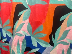 Abstract Print Cotton - Teal, Orange, Pink & Coral