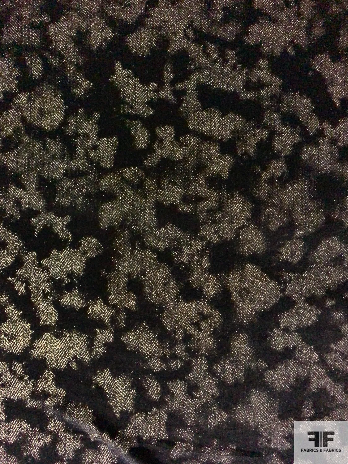 Abstract Printed Stretch Polyester Velvet - Gold / Black