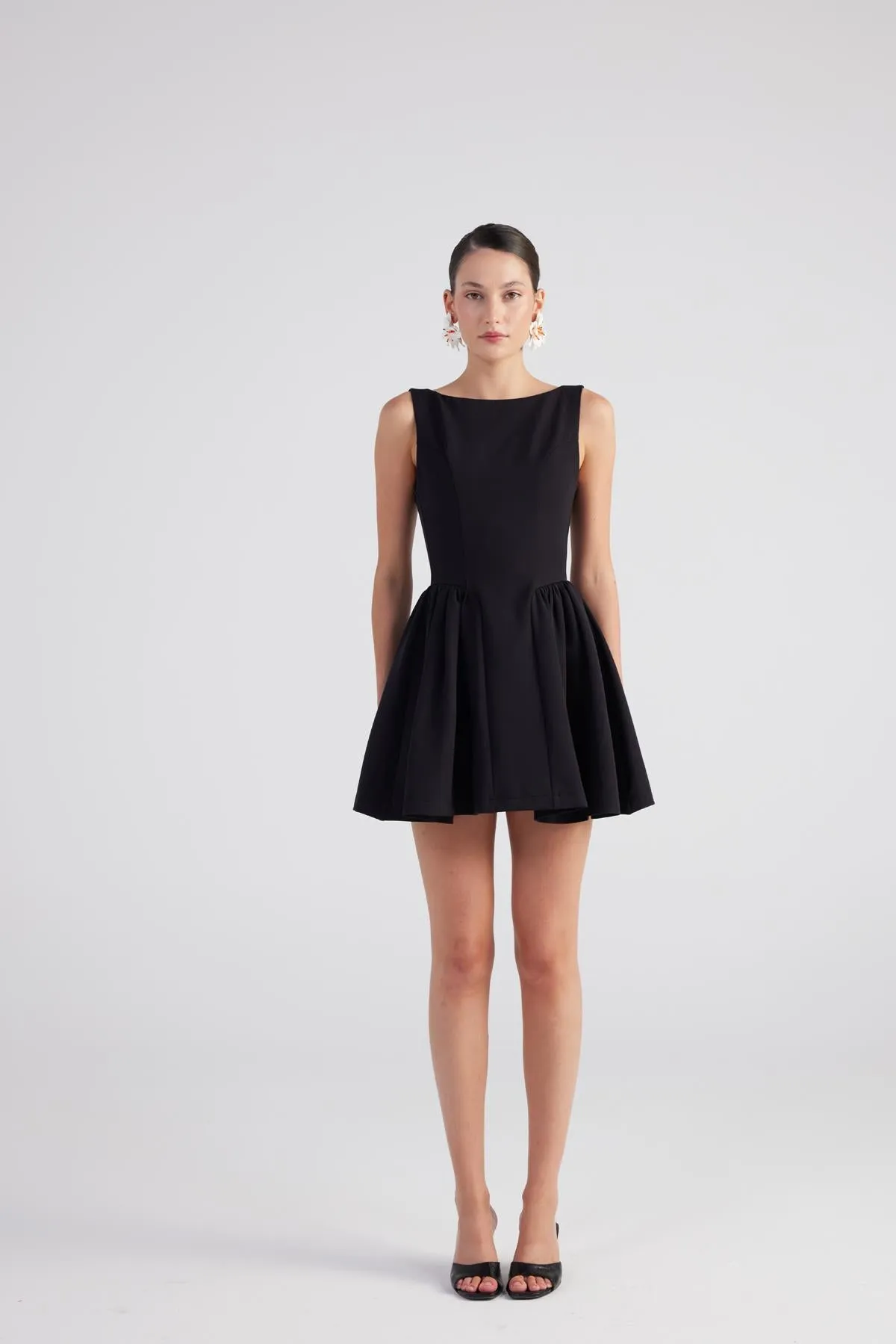Alena Boat Neck Mini Dress Black