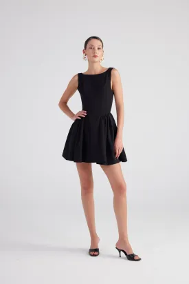 Alena Boat Neck Mini Dress Black