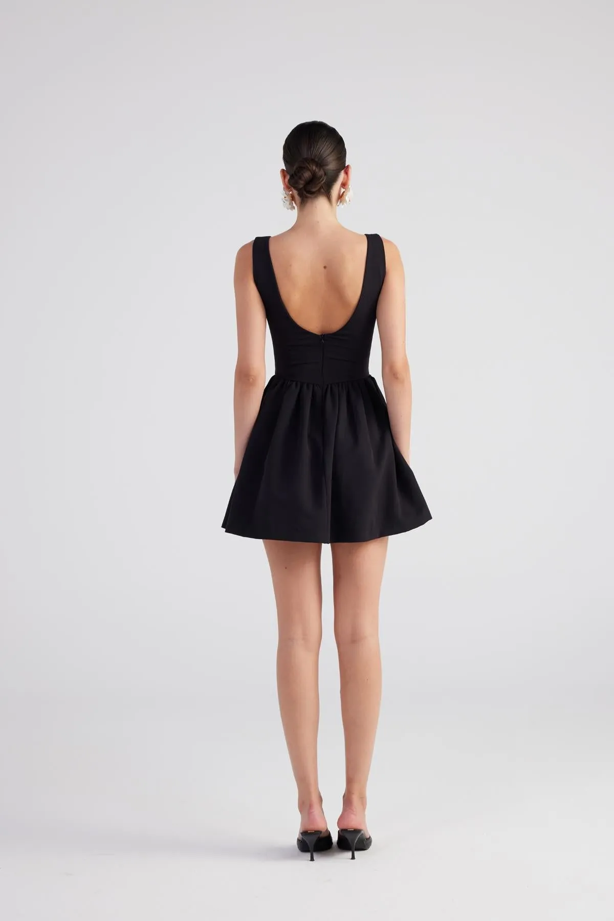 Alena Boat Neck Mini Dress Black