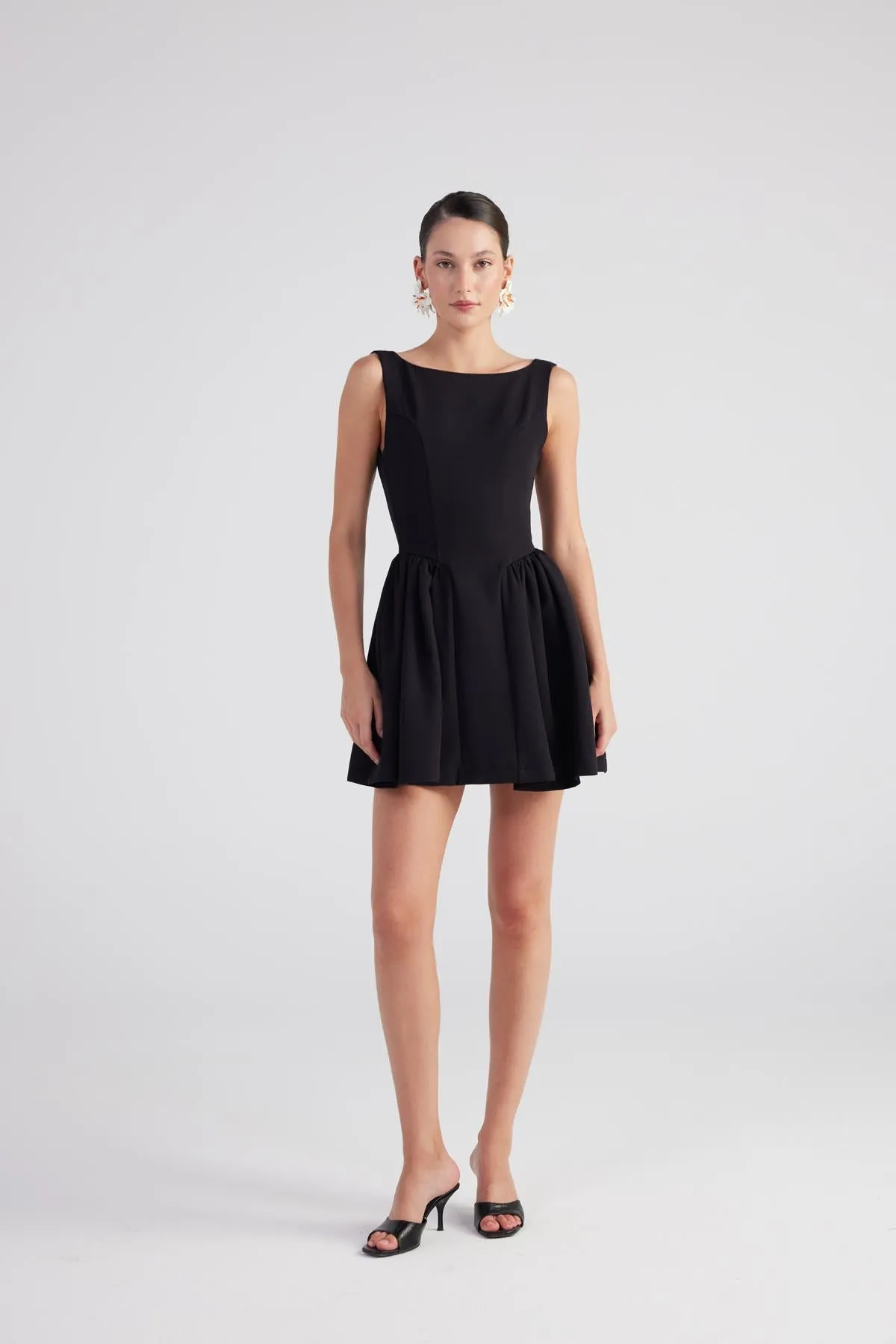 Alena Boat Neck Mini Dress Black