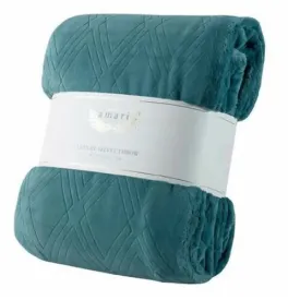 Amari Luxury Embossed Velvet Throw, 60”x70” - Green