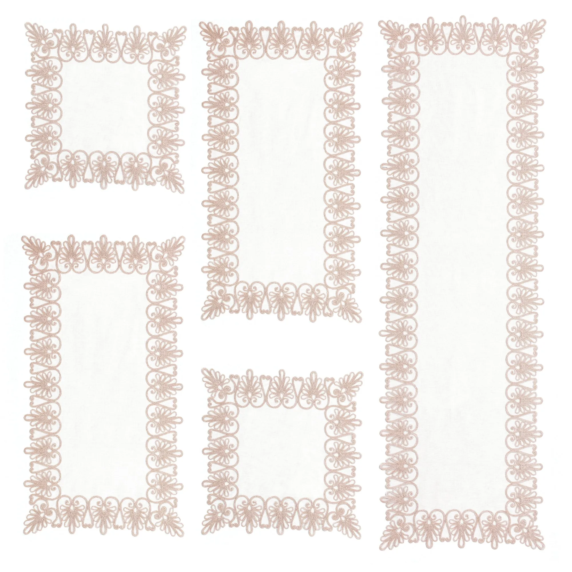 Angel Whisper Runner Set, Mantle Set, Dining Room and Home Decoration, Doilies - 5pc Set