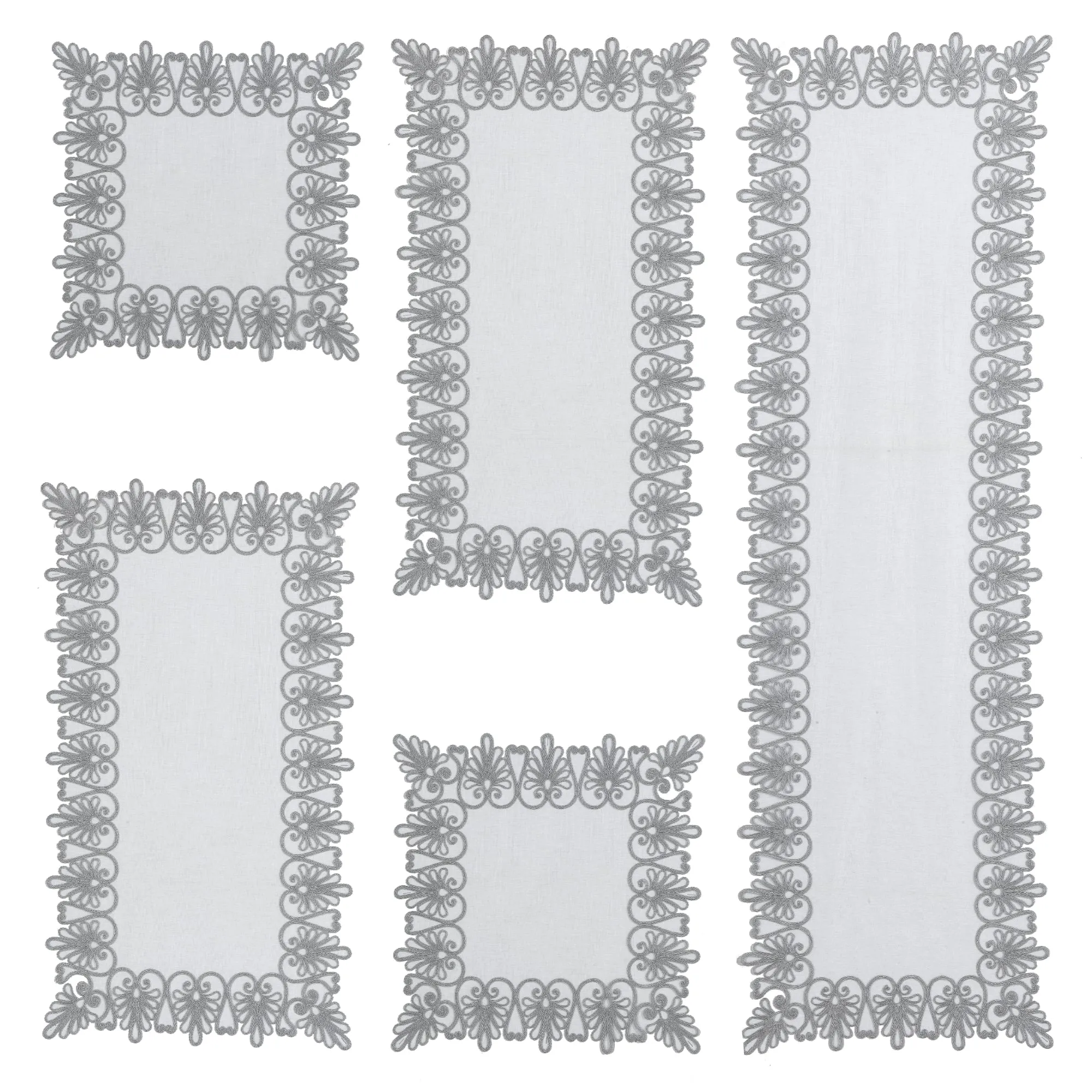 Angel Whisper Runner Set, Mantle Set, Dining Room and Home Decoration, Doilies - 5pc Set