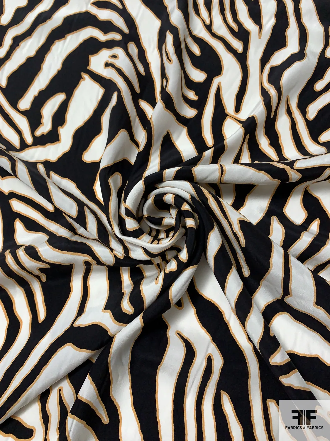Animal Pattern Matte-Side Printed Silk Charmeuse - Black / Off-White / Nude