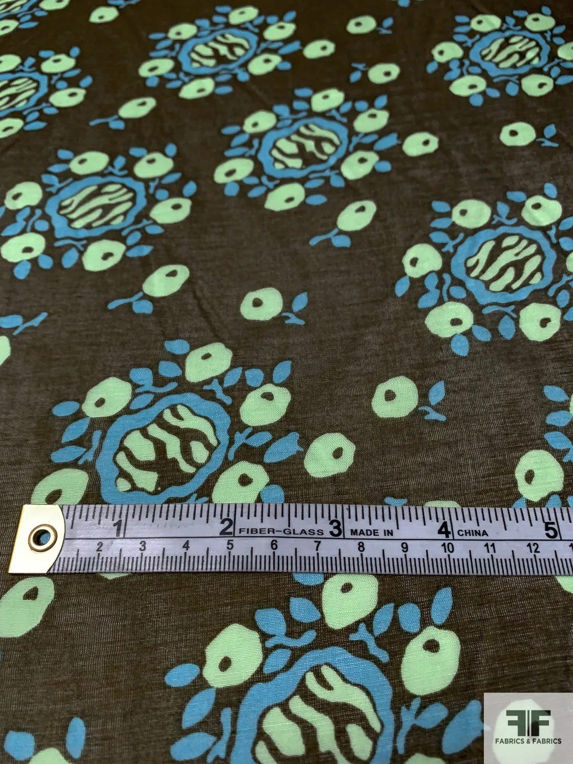 Anna Sui Floral-Inspired Printed Cotton-Silk Voile Panel - Army Green / Light Blue / Navy Blue / Mint