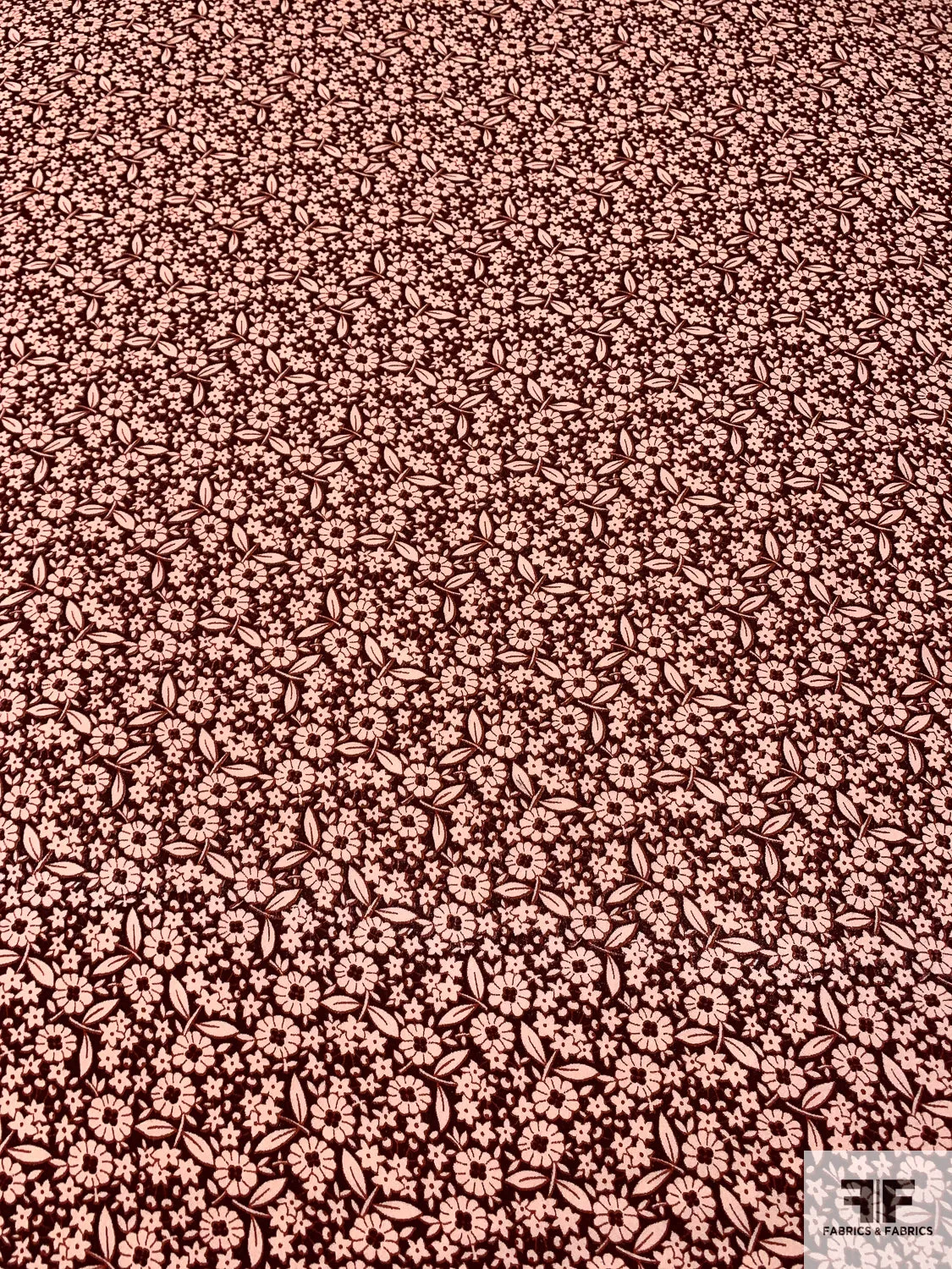 Anna Sui Floral Printed Rayon Crepe - Brick Red / Light Blush