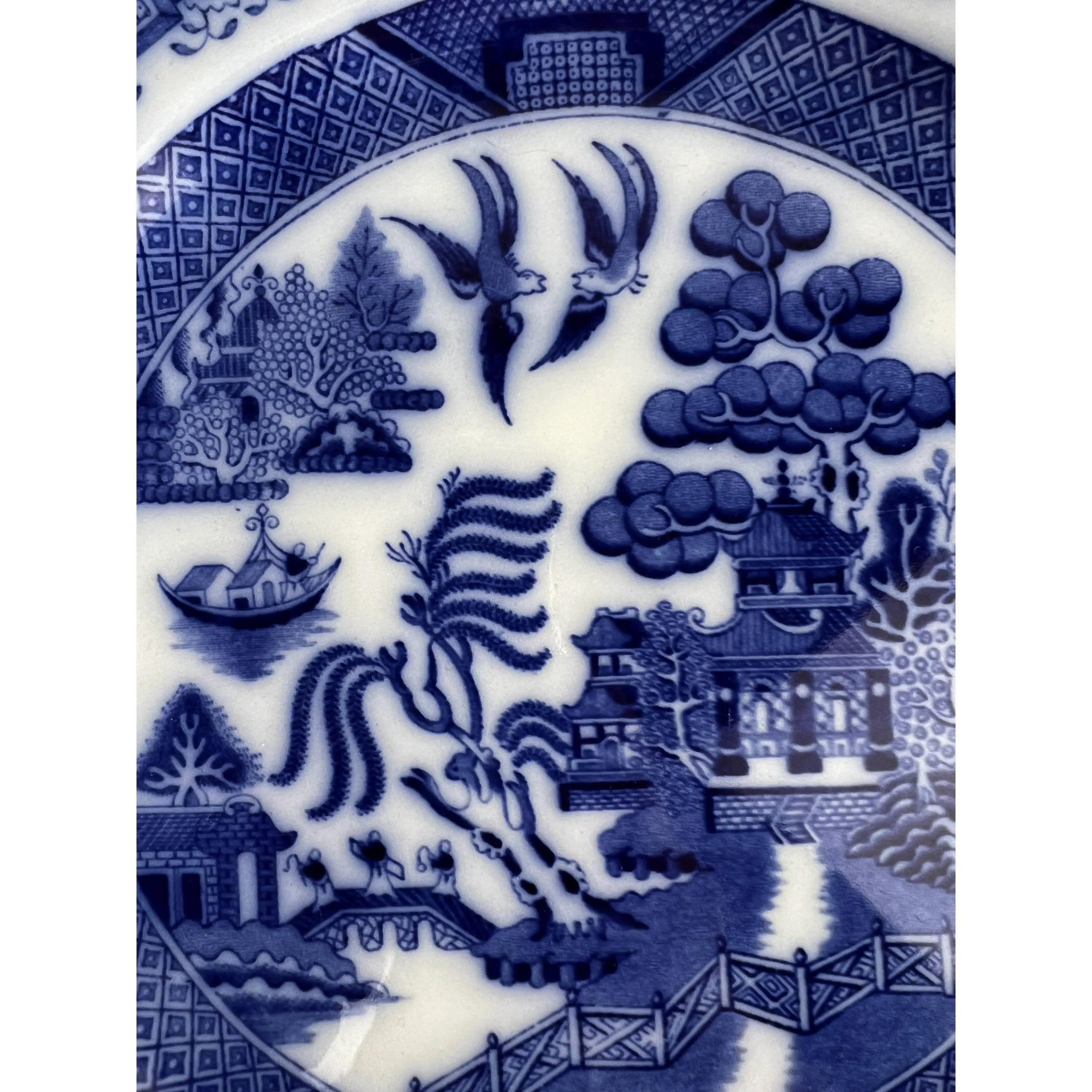 Antique Royal Doulton Blue Willow Plate Doultons Willow 10.625 1906 Flow Blue