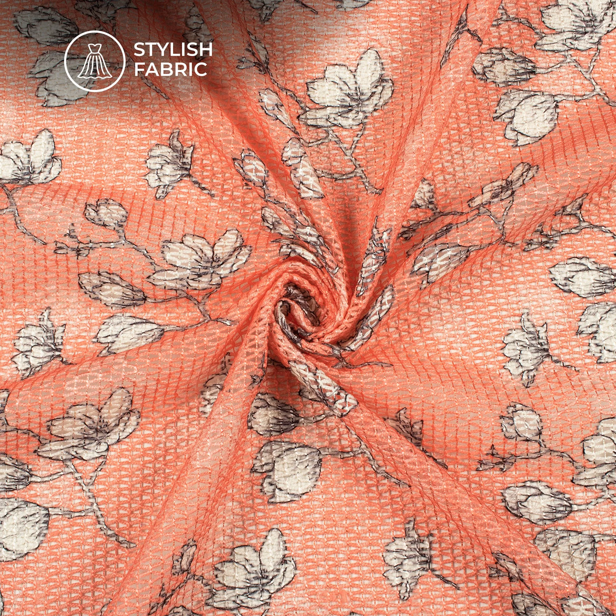 Azo Free Printed Tunisian Poly Crochet Net Fabric