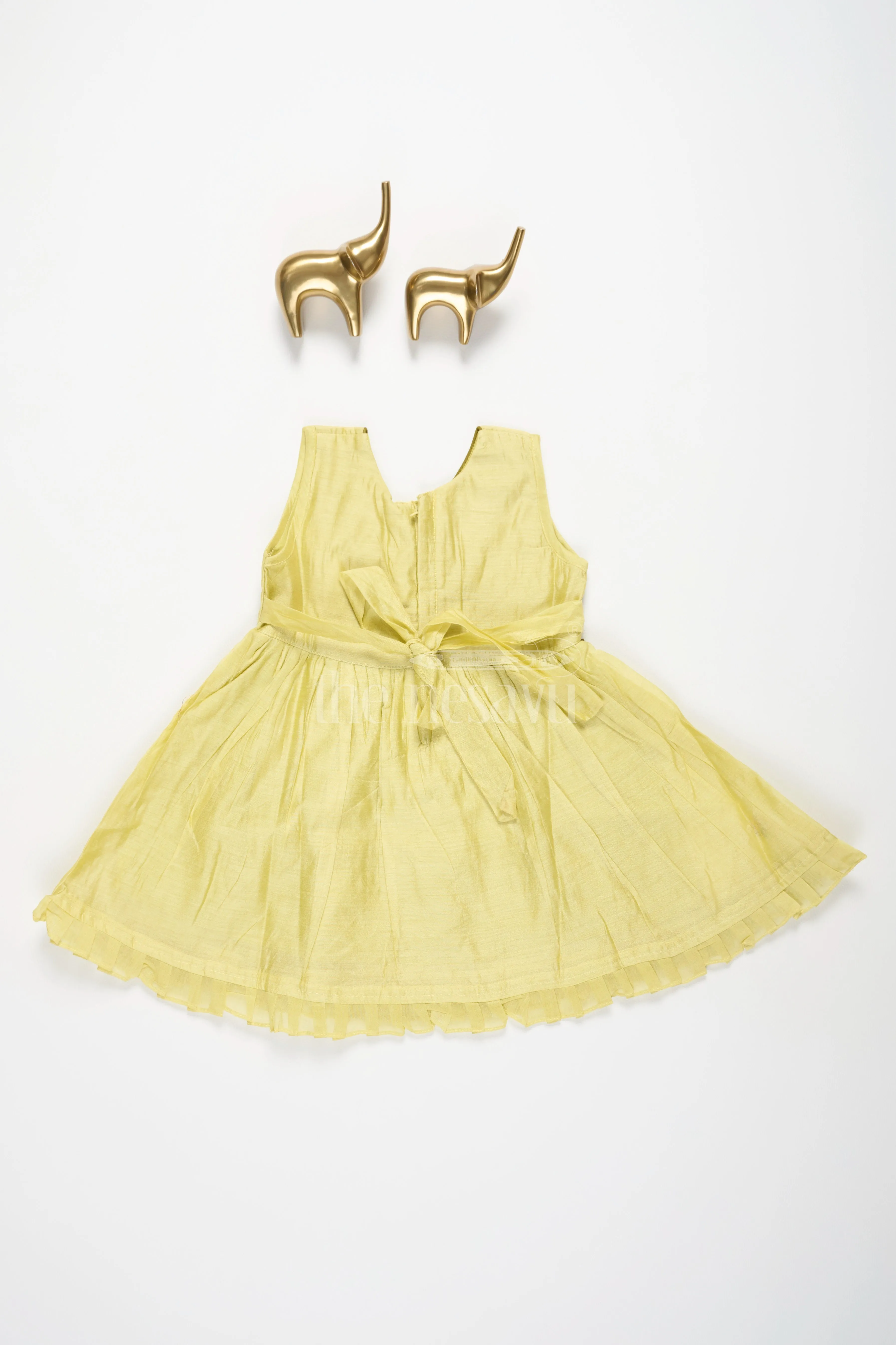 Baby Cotton Frock in Green with Bird Embroidery and Floral Detailing for Girls
