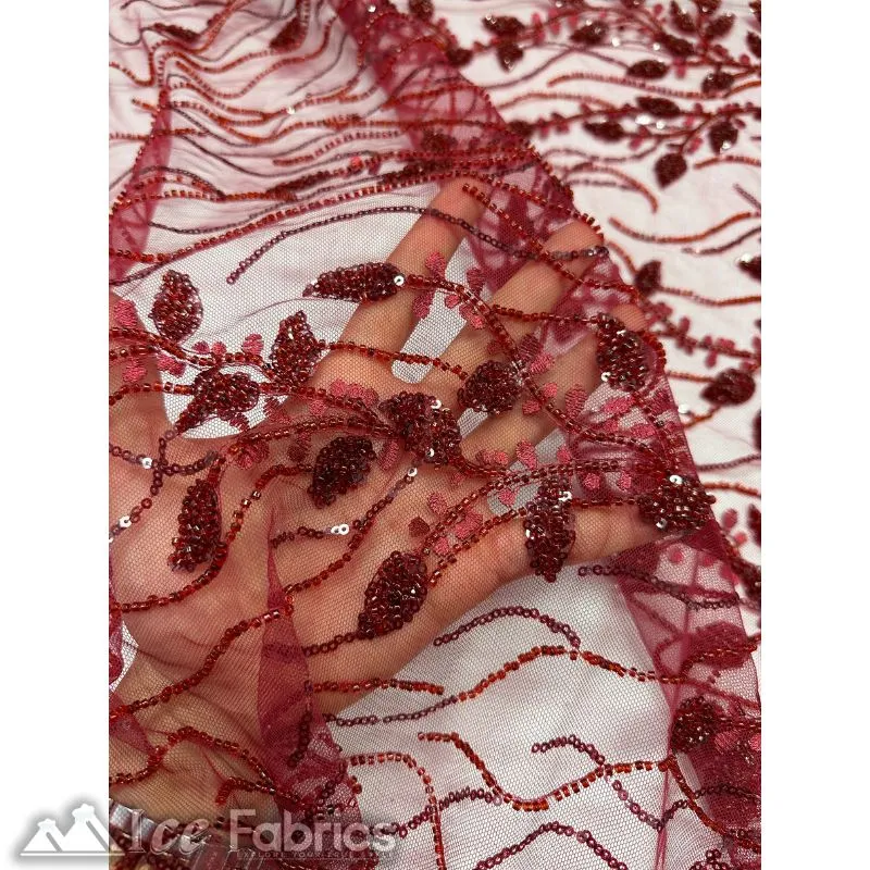 Beautiful Embroidery Floral Lace Sequin Beaded Fabric
