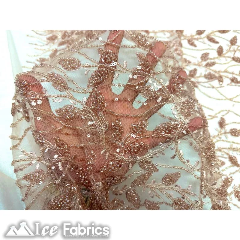 Beautiful Embroidery Floral Lace Sequin Beaded Fabric