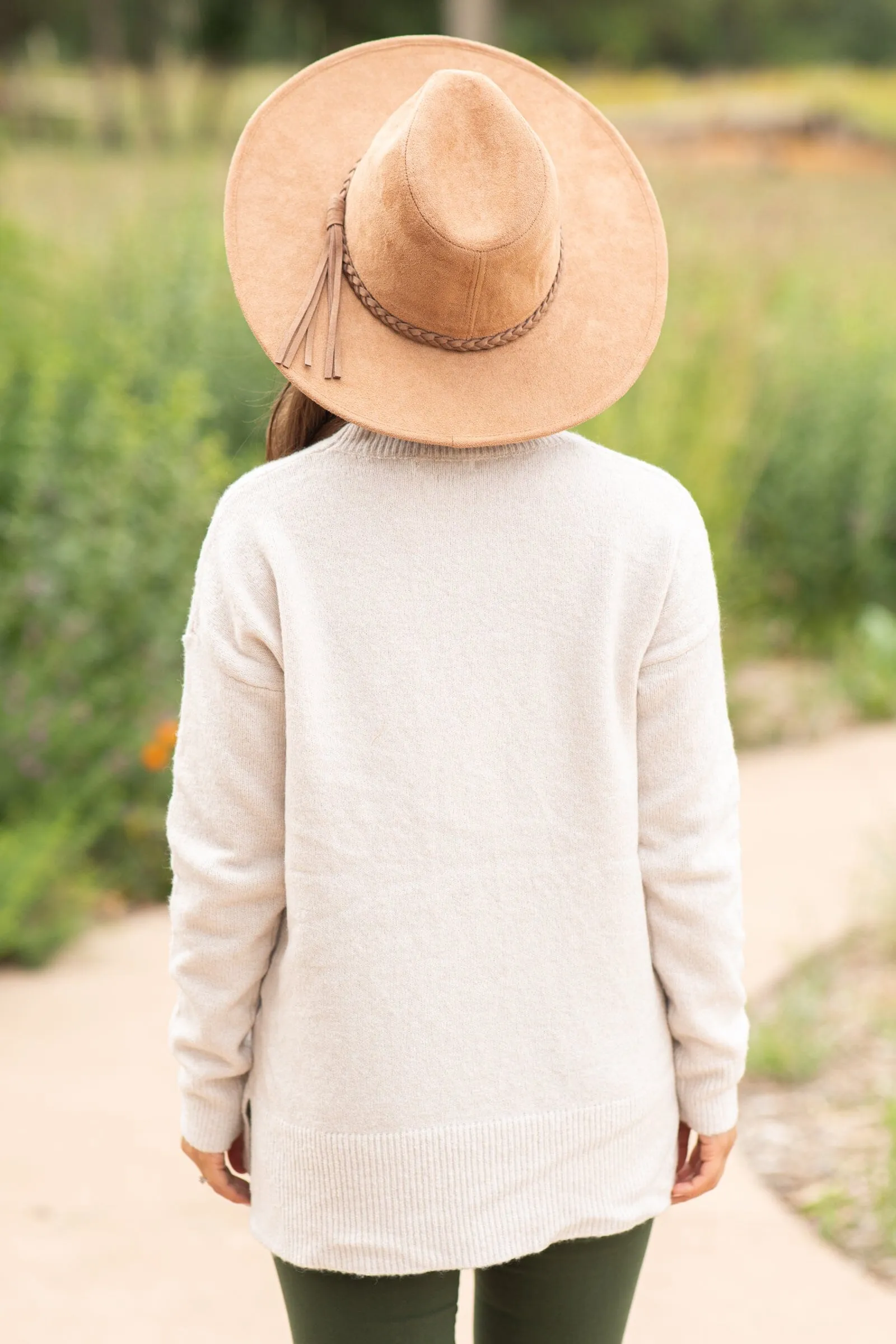 Beige Basic Crew Neck Sweater