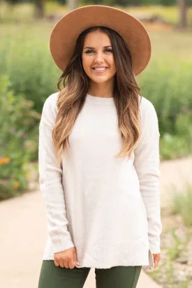Beige Basic Crew Neck Sweater