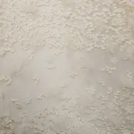Beige Embroidered Sequin Tulle Floral Lace