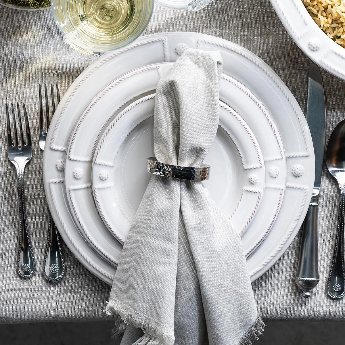 Berry & Thread French Panel 16pc Place Setting - Whitewash