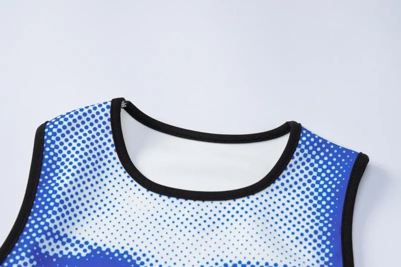 BerryBetty - Abstract print contrast sleeveless crewneck crop top