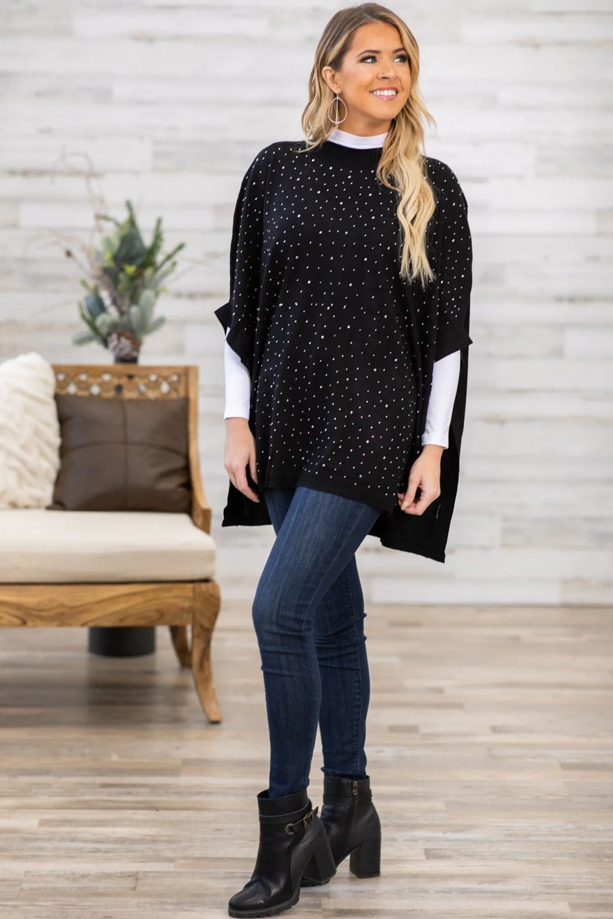 Black and Gold Scattered Studs Sweater