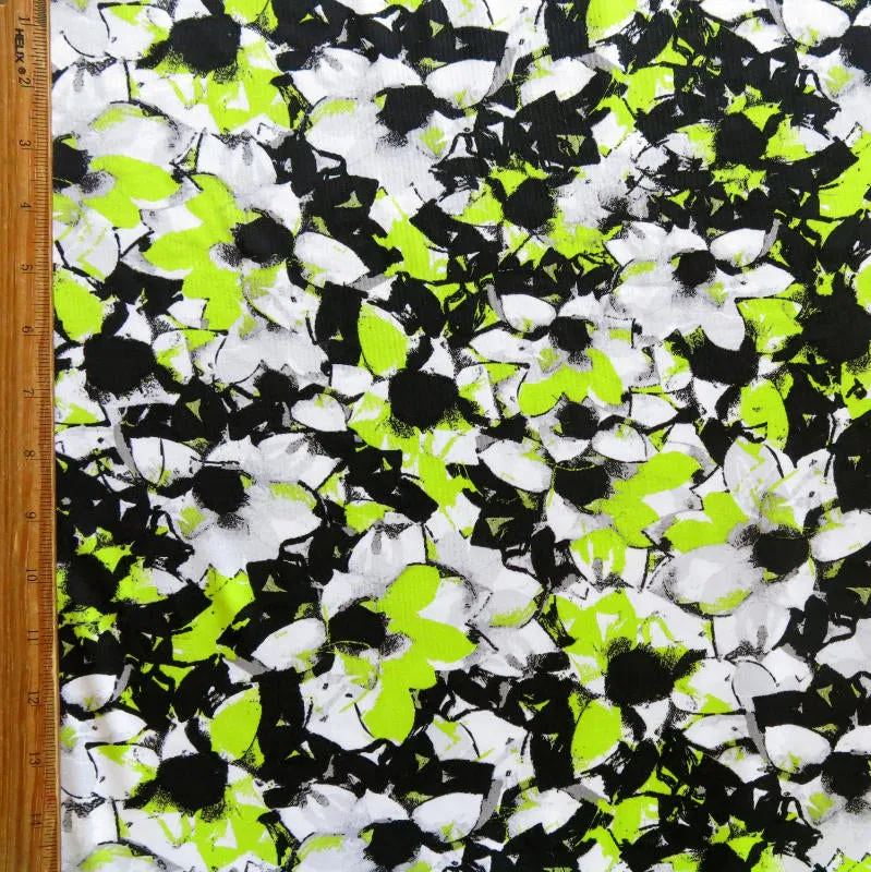 Black, Lime, and Grey Abstract Nylon Spandex Swimsuit Fabric