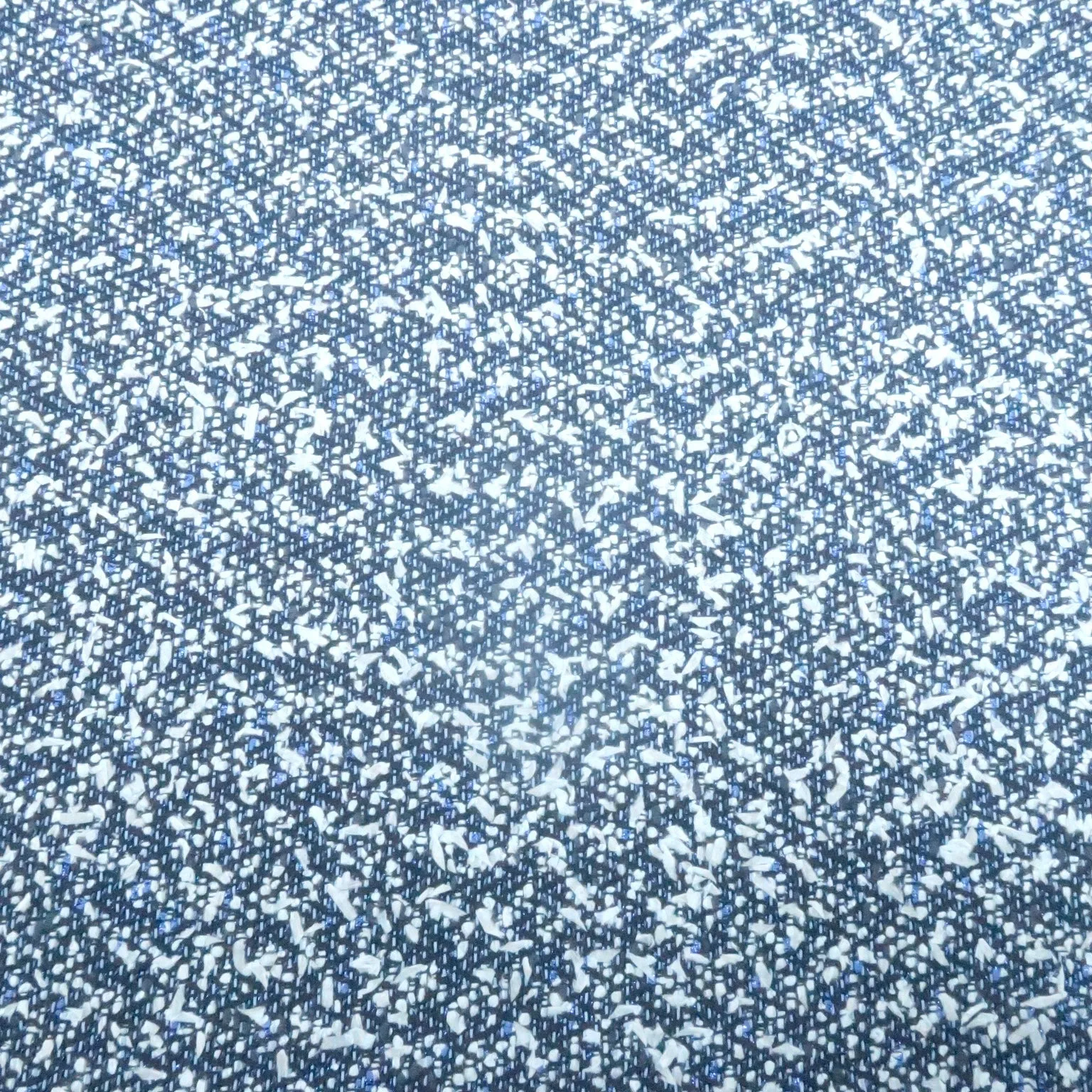 Blue and Black Abstract Texture Threaded Tweed Boucle