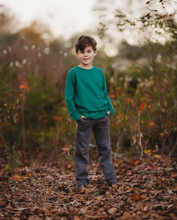 Boys Lightweight Soft Cotton  Fleece Straight Leg Pocket Pant | Charcoal