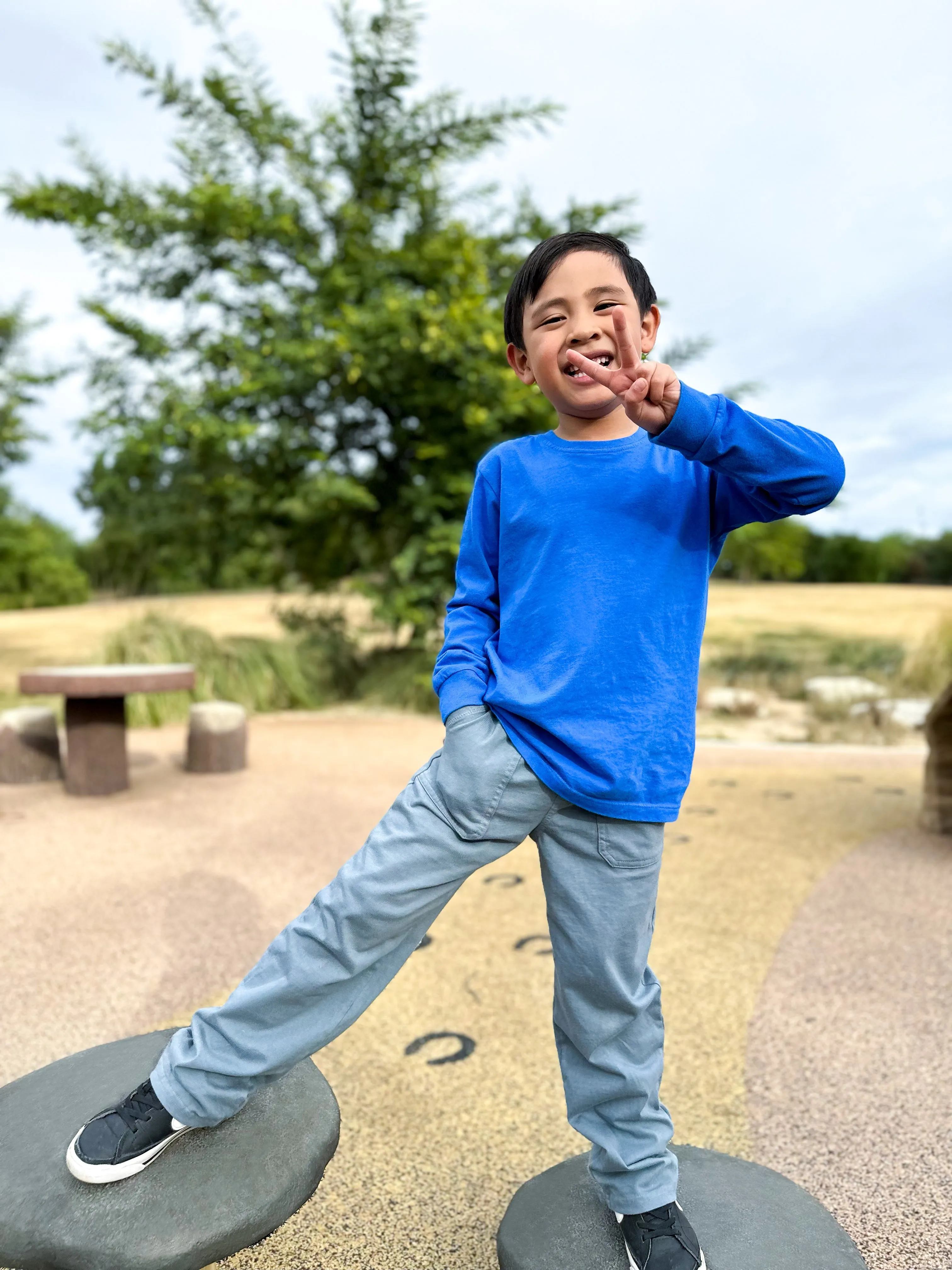 Boys Soft 100% Cotton Medium-Weight Long Sleeve Tee With Cuffs| Forest Green