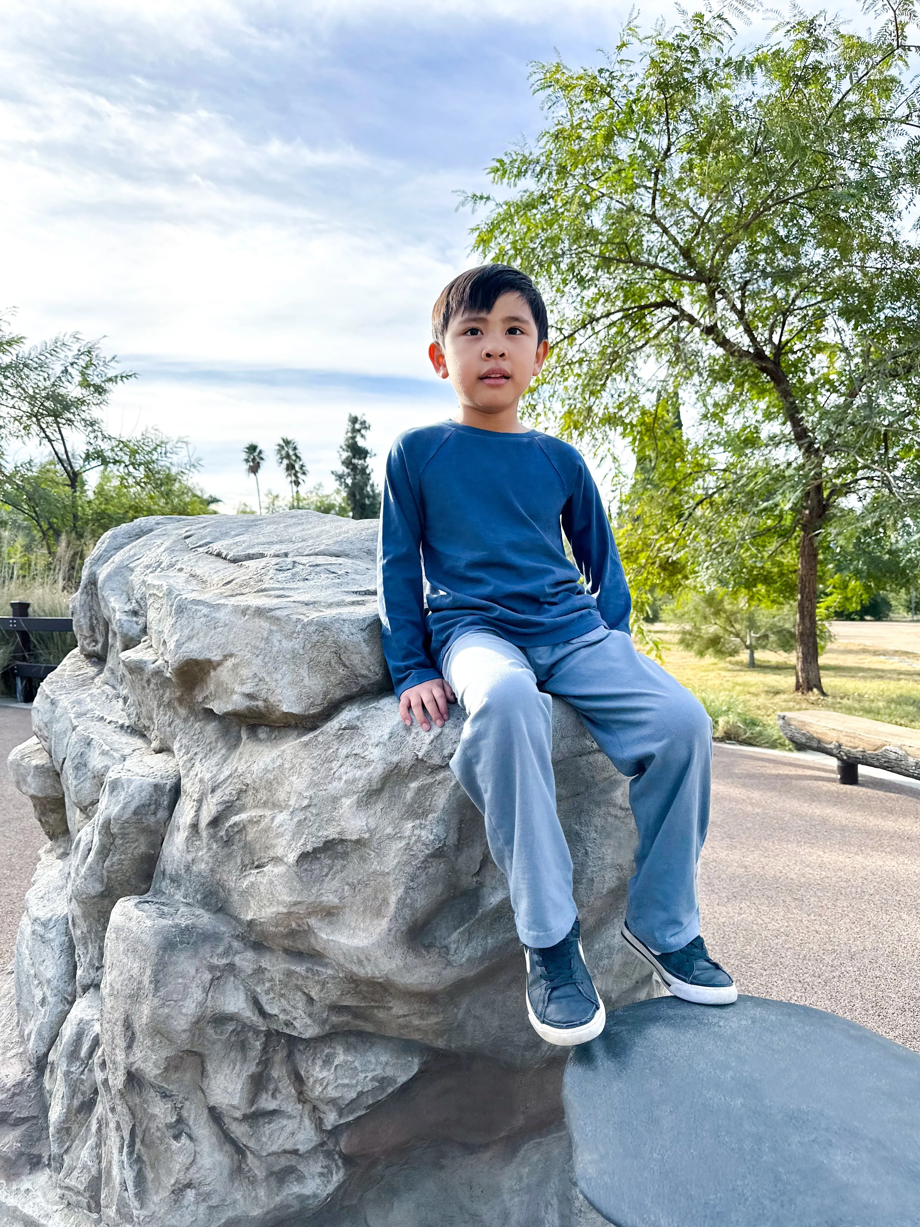 Boys Super-Soft 100% Organic Cotton Raglan Long Sleeve Tee | Forest Green