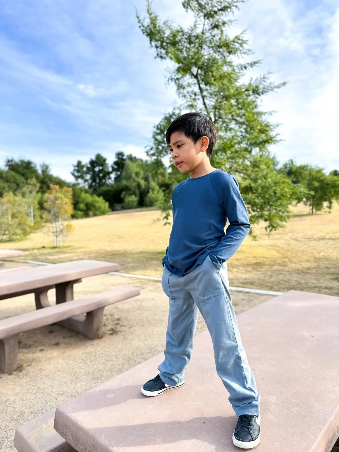 Boys Super-Soft 100% Organic Cotton Raglan Long Sleeve Tee | Forest Green