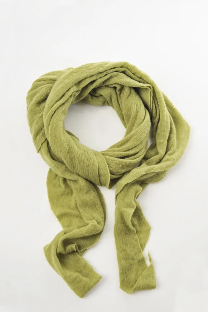 Bright Olive Diamond Classic Knit Cashmere Scarf