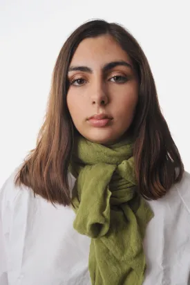 Bright Olive Diamond Classic Knit Cashmere Scarf