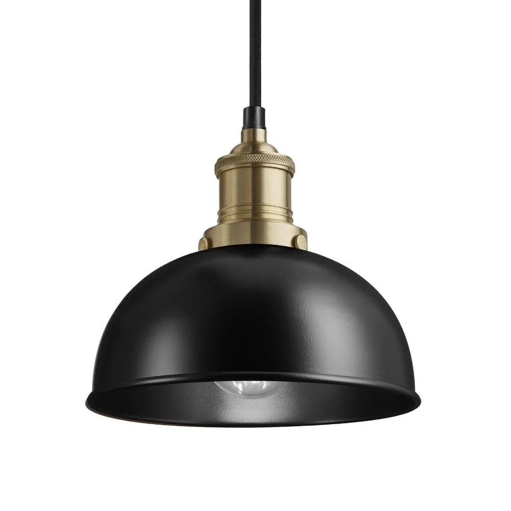 Brooklyn Dome Pendant Light - Black - 8 inch - Industville