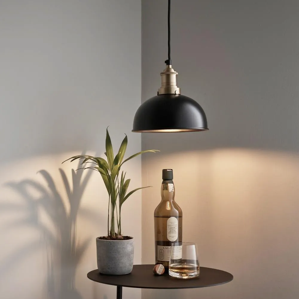 Brooklyn Dome Pendant Light - Black - 8 inch - Industville