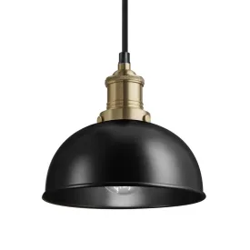 Brooklyn Dome Pendant Light - Black - 8 inch - Industville