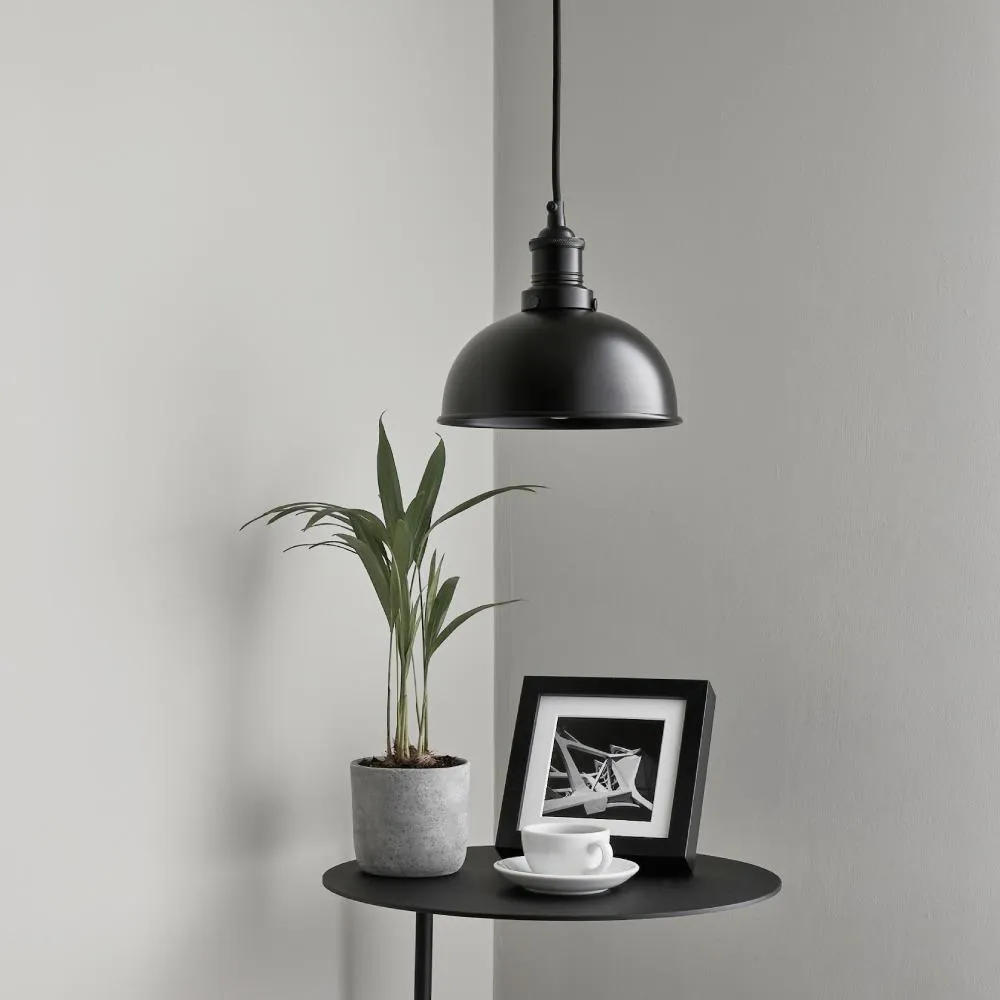 Brooklyn Dome Pendant Light - Black - 8 inch - Industville